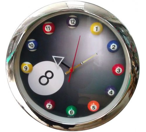 Horloge contemporaine - 12 BILLES - EUROBILLARDS - murale / analogique / professionnelle