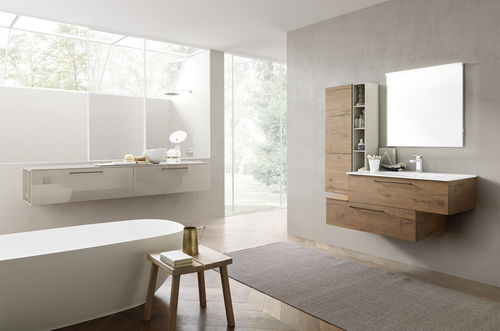 Salle de bain contemporaine - COMPOSIZIONE 011 - AZZURRA ARREDOBAGNO - en céramique / en bois / en mélaminé