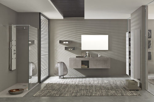 Salle de bain contemporaine - COMPOSIZIONE 013 - AZZURRA ARREDOBAGNO - en céramique / en bois / en mélaminé