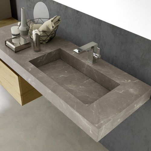 Vasque suspendue - COMPOSIZIONE 110 - AZZURRA ARREDOBAGNO - en céramique / avec plan intégré / rectangulaire