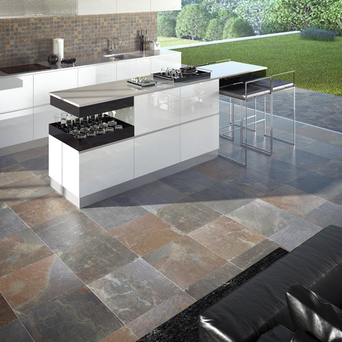 Carrelage en grès cérame - MULTICOLOR SLATE ~ CANYON - DOMINO - poli / d'extérieur / de cuisine