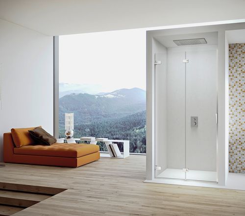 Cabine de douche en verre - PURA 5000: P-FPTN L - DUKA - avec porte battante / d'angle