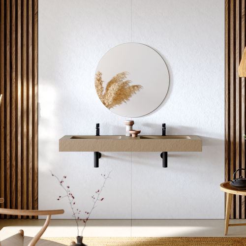 Plan vasque double - INTEGRA 2 - ACQUABELLA - en ardoise / en fonte minérale / sur mesure