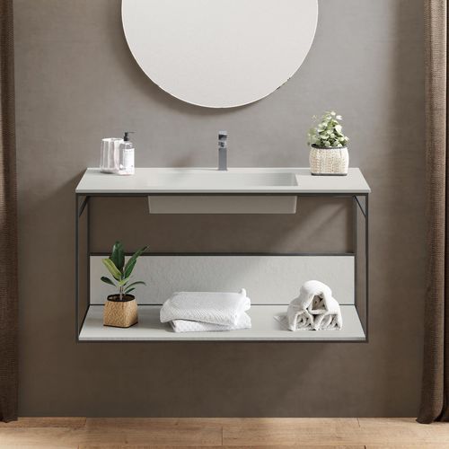 Meuble vasque double - INTEGRA AKRON - ACQUABELLA - suspendu / en bois / en métal