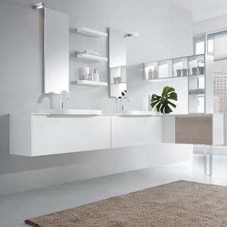 Meuble vasque suspendu - 01 - LASAIDEA - en bois / contemporain / sans porte