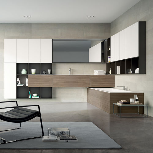 Meuble vasque mural - B 01 - LASAIDEA - en bois / contemporain / avec porte