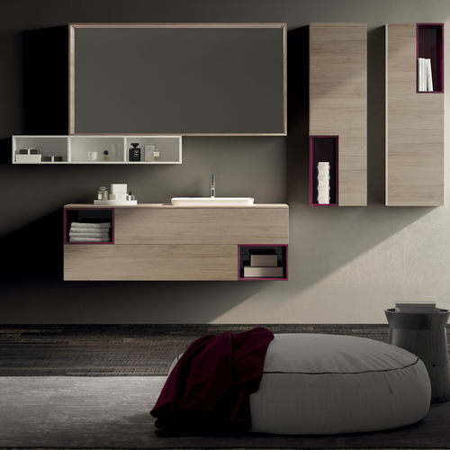 Meuble vasque suspendu - B 07 - LASAIDEA - aggloméré / contemporain / avec porte