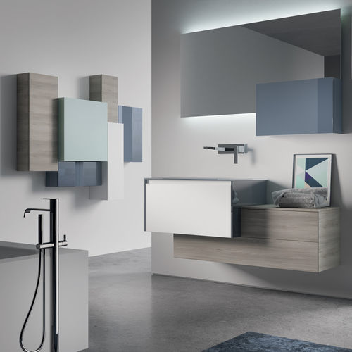 Meuble vasque suspendu - B 13 - LASAIDEA - en verre / aggloméré / contemporain