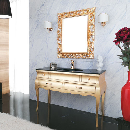 Meuble vasque à poser - VOGUE 04 - LEGNOBAGNO - en noyer / en céramique / en verre