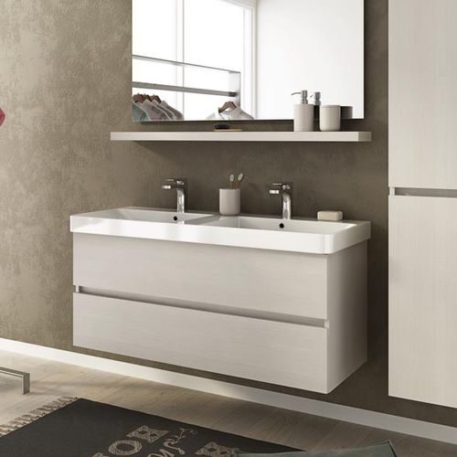 Meuble vasque double - SOHO S15 - LEGNOBAGNO - suspendu / en chêne / en céramique