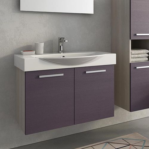 Meuble vasque suspendu - MANATTHAN M7 - LEGNOBAGNO - en chêne / en céramique / contemporain