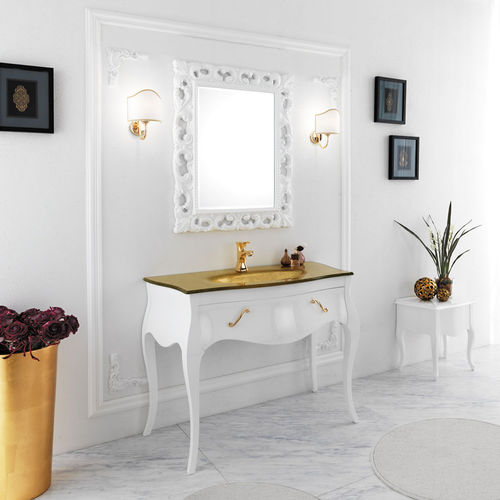 Meuble vasque à poser - VANITY 06 - LEGNOBAGNO - en noyer / en verre / en marbre