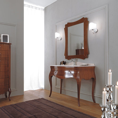Meuble vasque à poser - VANITY 08 - LEGNOBAGNO - en noyer / en verre / en marbre