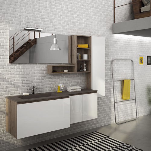 Meuble vasque suspendu - FL34 - LEGNOBAGNO - en chêne / en céramique / en HPL