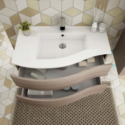 Meuble vasque suspendu - FLEX 01  - LEGNOBAGNO - en orme / en résine / contemporain