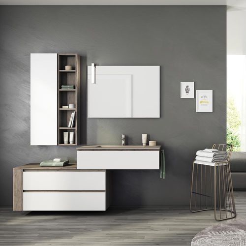 Meuble vasque suspendu - FL20 - LEGNOBAGNO - en chêne / en céramique / en HPL