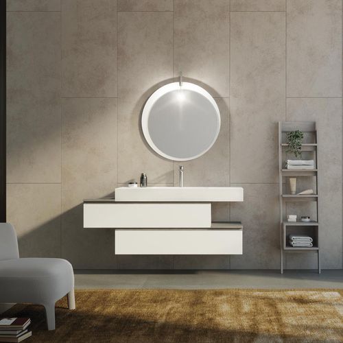 Meuble vasque suspendu - FL23 - LEGNOBAGNO - en chêne / en céramique / en HPL