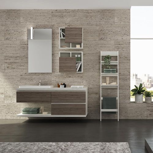 Meuble vasque suspendu - FL27 - LEGNOBAGNO - en chêne / en céramique / en HPL