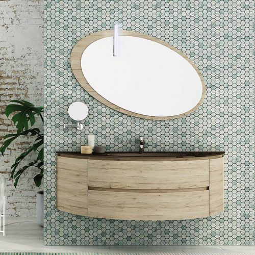 Meuble vasque suspendu - FC07 - LEGNOBAGNO - en chêne / en verre / contemporain