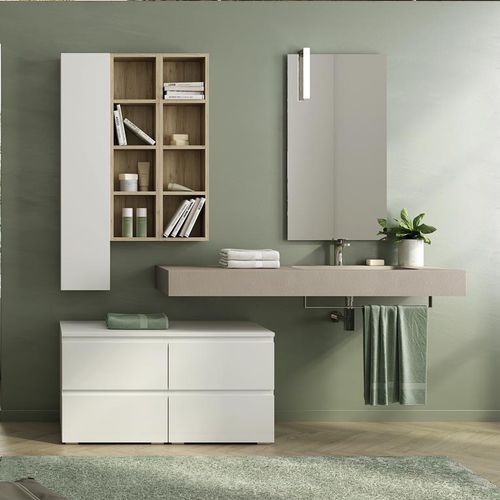 Meuble vasque suspendu - FL29 - LEGNOBAGNO - en chêne / bois / en céramique