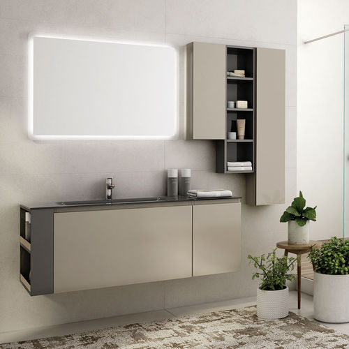 Meuble vasque suspendu - FL32 - LEGNOBAGNO - en bois / en céramique / en HPL