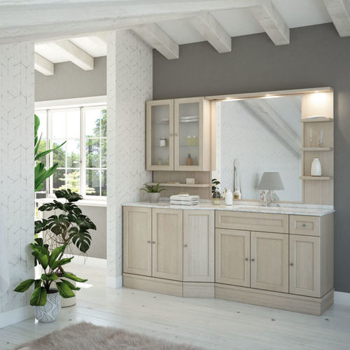 Meuble vasque à poser - R217 - LEGNOBAGNO - en chêne / en bois massif / en céramique