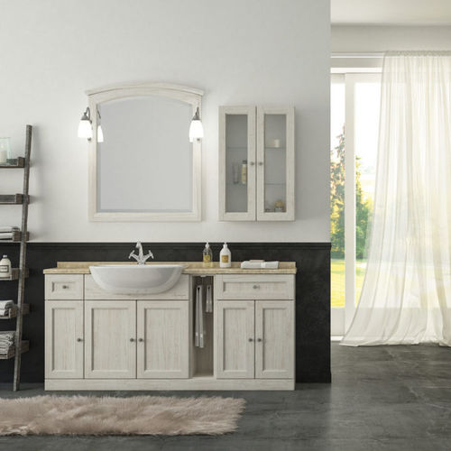 Meuble vasque à poser - R210 - LEGNOBAGNO - en bois / en céramique / en marbre
