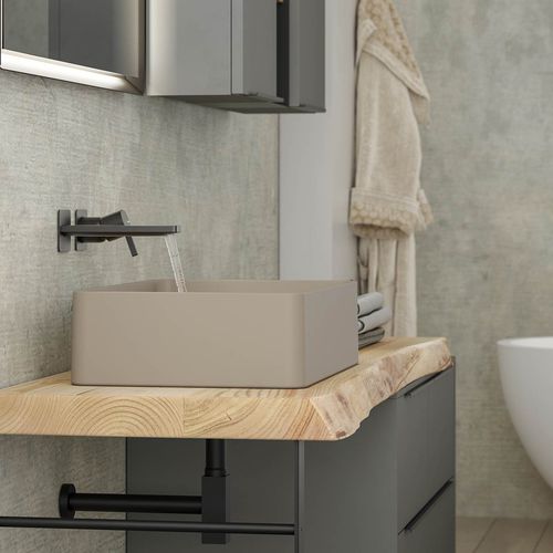 Plan vasque en bois - LIFE 13 - LEGNOBAGNO - en céramique / avec porte-serviettes intégré