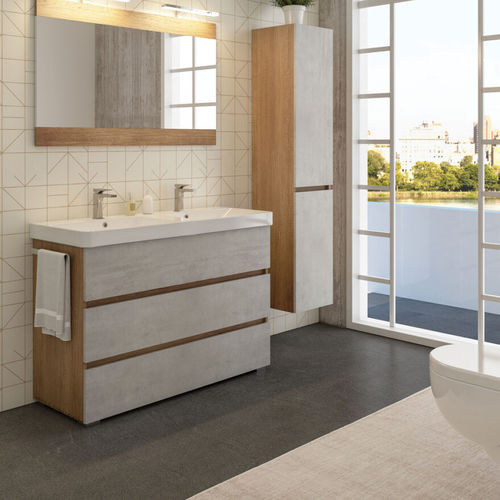 Meuble vasque double - SOHO S35 - LEGNOBAGNO - à poser / en bois / en céramique