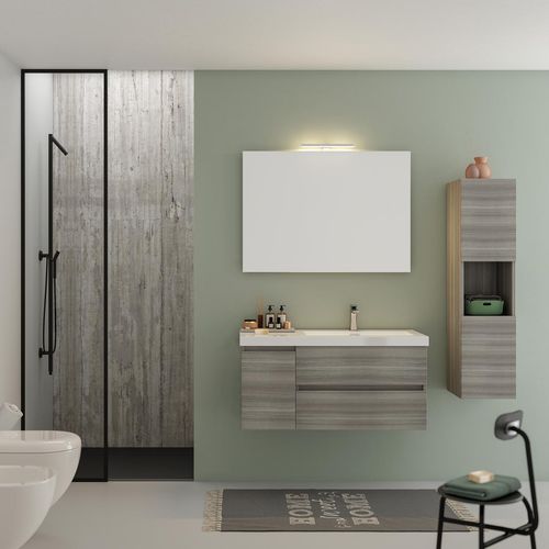 Meuble vasque suspendu - LINE 01 - LEGNOBAGNO - en bois / en résine / contemporain