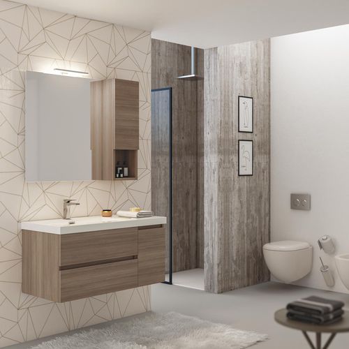 Meuble vasque suspendu - LINE 02 - LEGNOBAGNO - en bois / contemporain / avec porte