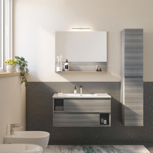 Meuble vasque suspendu - CITY 04 - LEGNOBAGNO - en bois / contemporain / avec porte