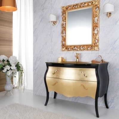 Meuble vasque à poser - VANITY 05 - LEGNOBAGNO - en noyer / en verre / en marbre
