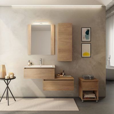 Meuble vasque suspendu - URBAN COMPONIBILE 01 - LEGNOBAGNO - en bois / contemporain / avec porte