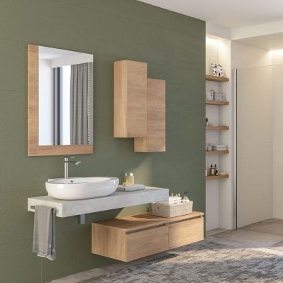 Meuble vasque suspendu - URBAN COMPONIBILE 02 - LEGNOBAGNO - en chêne / en céramique / contemporain