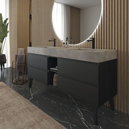Meuble vasque double - FL05 - LEGNOBAGNO - à poser / en HPL / en béton