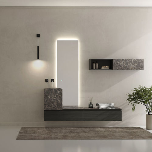 Meuble vasque suspendu - FL10 - LEGNOBAGNO - en HPL / contemporain / avec porte
