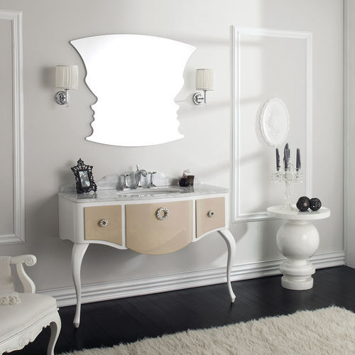 Meuble vasque à poser - GLAM 01 - LEGNOBAGNO - en bois / en chrome / en marbre