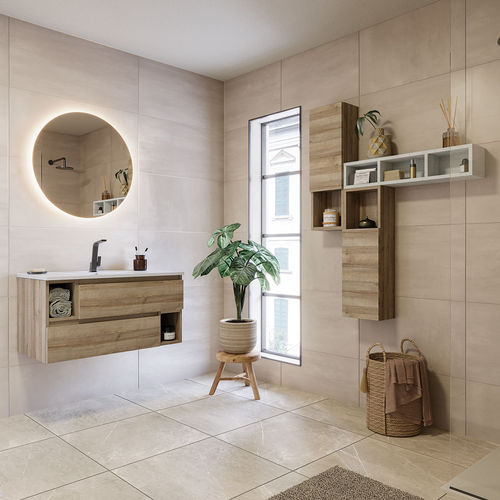 Meuble vasque suspendu - CITY 03 - LEGNOBAGNO - en chêne / en résine / contemporain