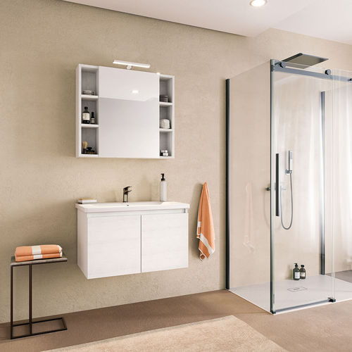 Meuble vasque suspendu - SOFT 02 - LEGNOBAGNO - en bois / en céramique / en PVC