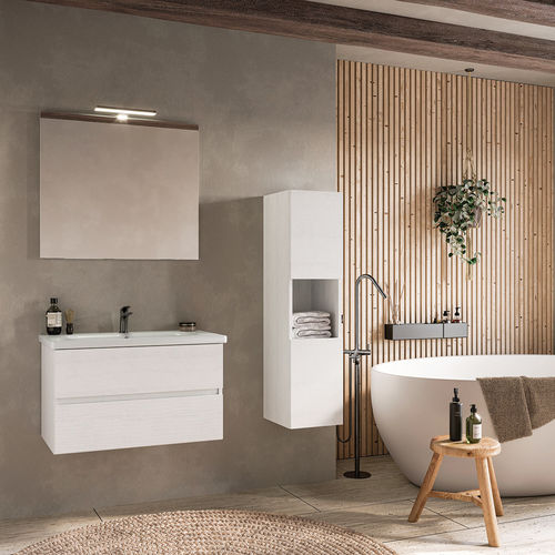 Meuble vasque en bois - SOFT 03 - LEGNOBAGNO - suspendu / en céramique / en PVC