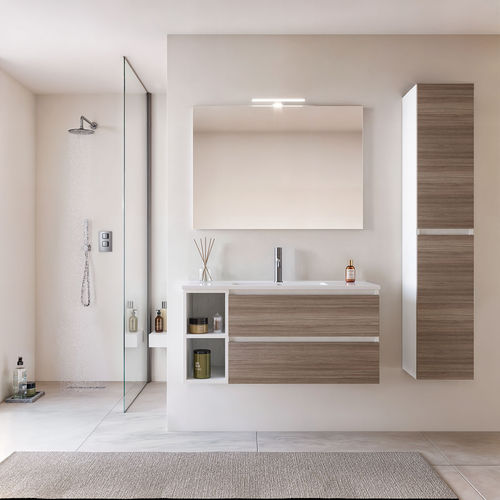 Meuble vasque suspendu - CUBIK 01 - LEGNOBAGNO - en orme / en résine / contemporain