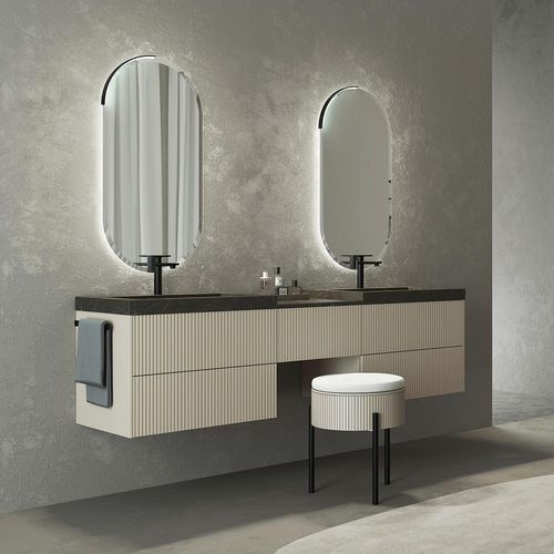 Meuble vasque double - RT04 Rigato - LEGNOBAGNO - suspendu / en HPL / contemporain