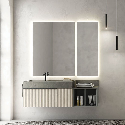 Meuble vasque suspendu - RT10 Ribbed - LEGNOBAGNO - en chêne blanchi / en HPL / contemporain