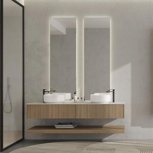 Meuble vasque double - RT13 Canneted - LEGNOBAGNO - suspendu / en chêne / en HPL