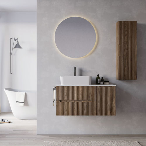 Meuble vasque mural - VERSO VE.03 - LEGNOBAGNO - en bois / en céramique / contemporain