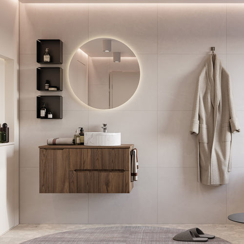 Meuble vasque mural - VERSO VE.10 - LEGNOBAGNO - en bois / en céramique / contemporain