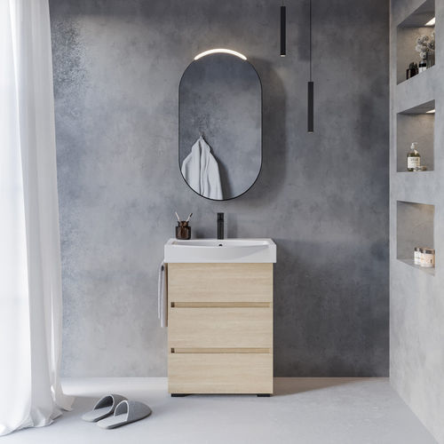 Meuble vasque suspendu - MANATTHAN M2 - LEGNOBAGNO - en céramique / en chêne / contemporain