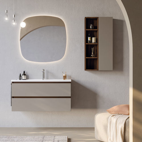 Meuble vasque suspendu - PLATEA P5 - LEGNOBAGNO - en céramique / en noyer / contemporain