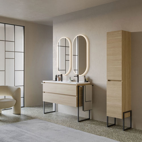 Meuble vasque double - PLATEA P6 - LEGNOBAGNO - mural / en céramique / en chêne